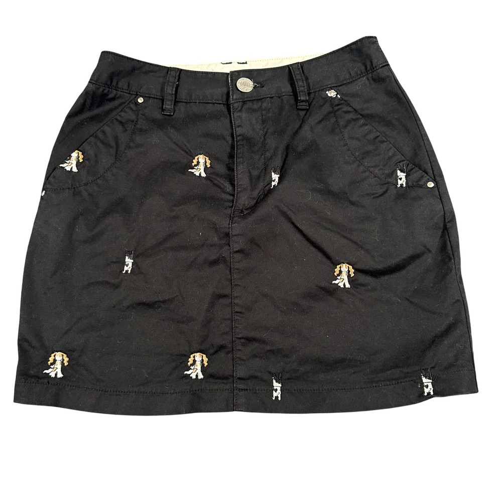 MU Sports XS (38) Golf Skirt Black‎ Embroidered Dogs Japan Country Club Style